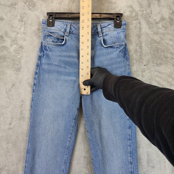 ZARA Jeans Womens 2 Light Wash Blue Straight Leg Denim Zip Fly Five Pocket - Picture 3 of 9